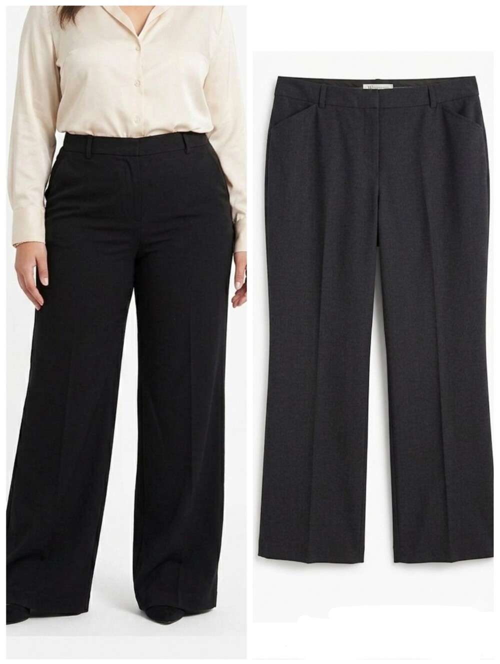 Worthington Wide-Leg Trouser Pants Classic Black Women's Plus Size 16